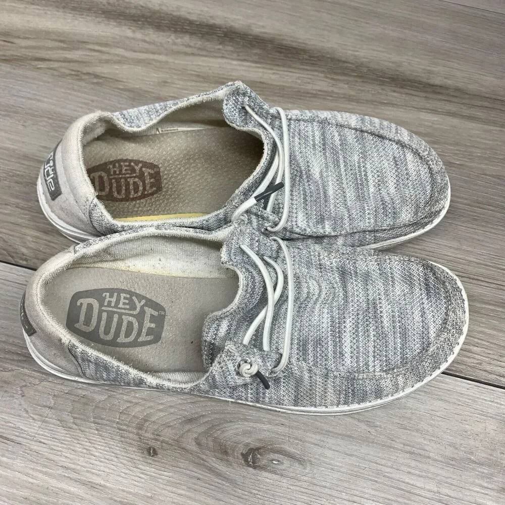 Hey Dude’s Women’s Wendy Sox Glacier Gray/White‎ Comfort Shoes 9/40